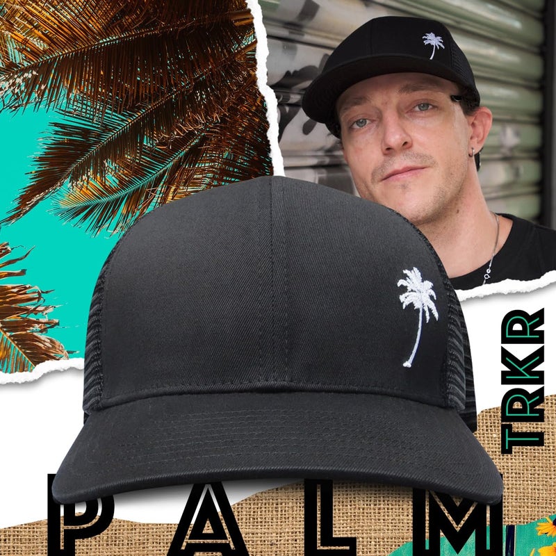 Grace Folly Trucker Hat for Men or Women- Many Cool Designs (Palm Tree- Black) - Image 3